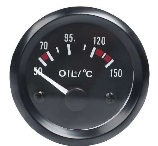 52 mm Öltemperatur Zusatzinstrument – Klassisches Einbau-Instrument mit Sensor (50–150 °C, 12 V) - Timeless-Tech