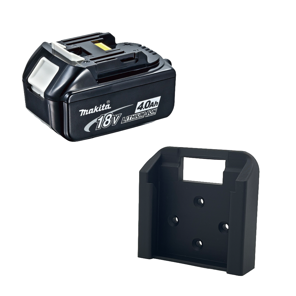Wandhalterung für Makita 18V LXT Akku an Werkstattwand geschraubt